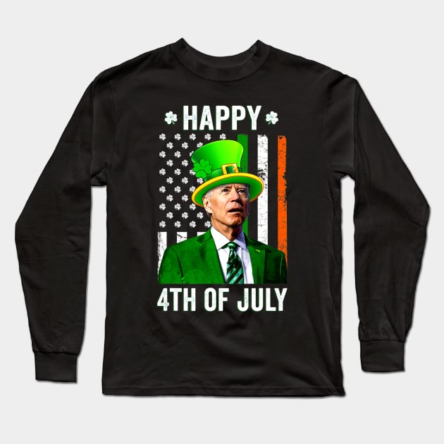 Happy 4th Of July Confused Funny Joe Biden St Patricks Day Long Sleeve T-Shirt by nickymax915